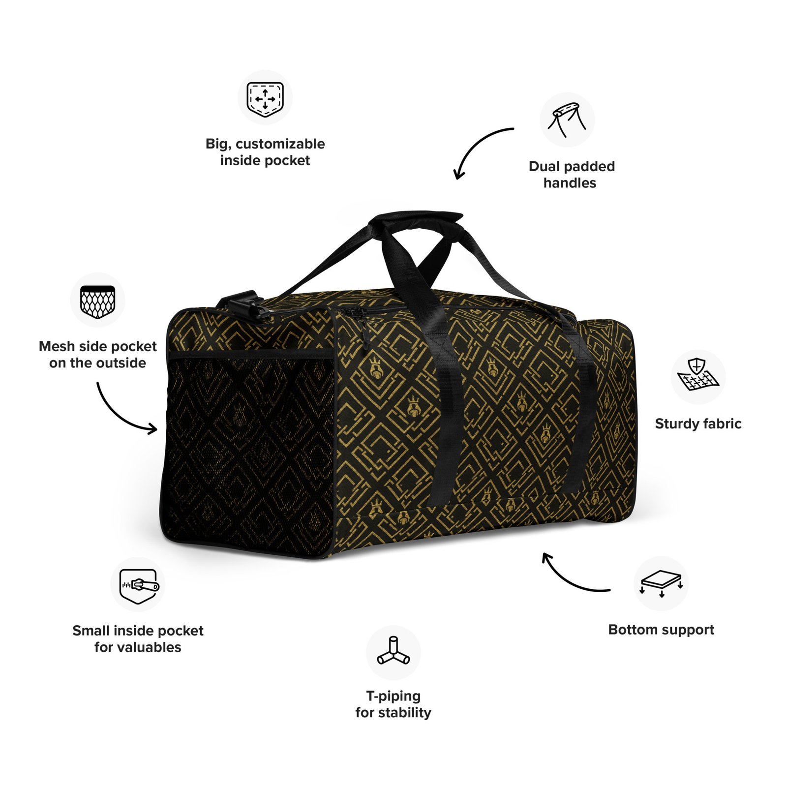 The DaKahree Royal Labyrinth – Duffle bag – Black & Gold - Image 3