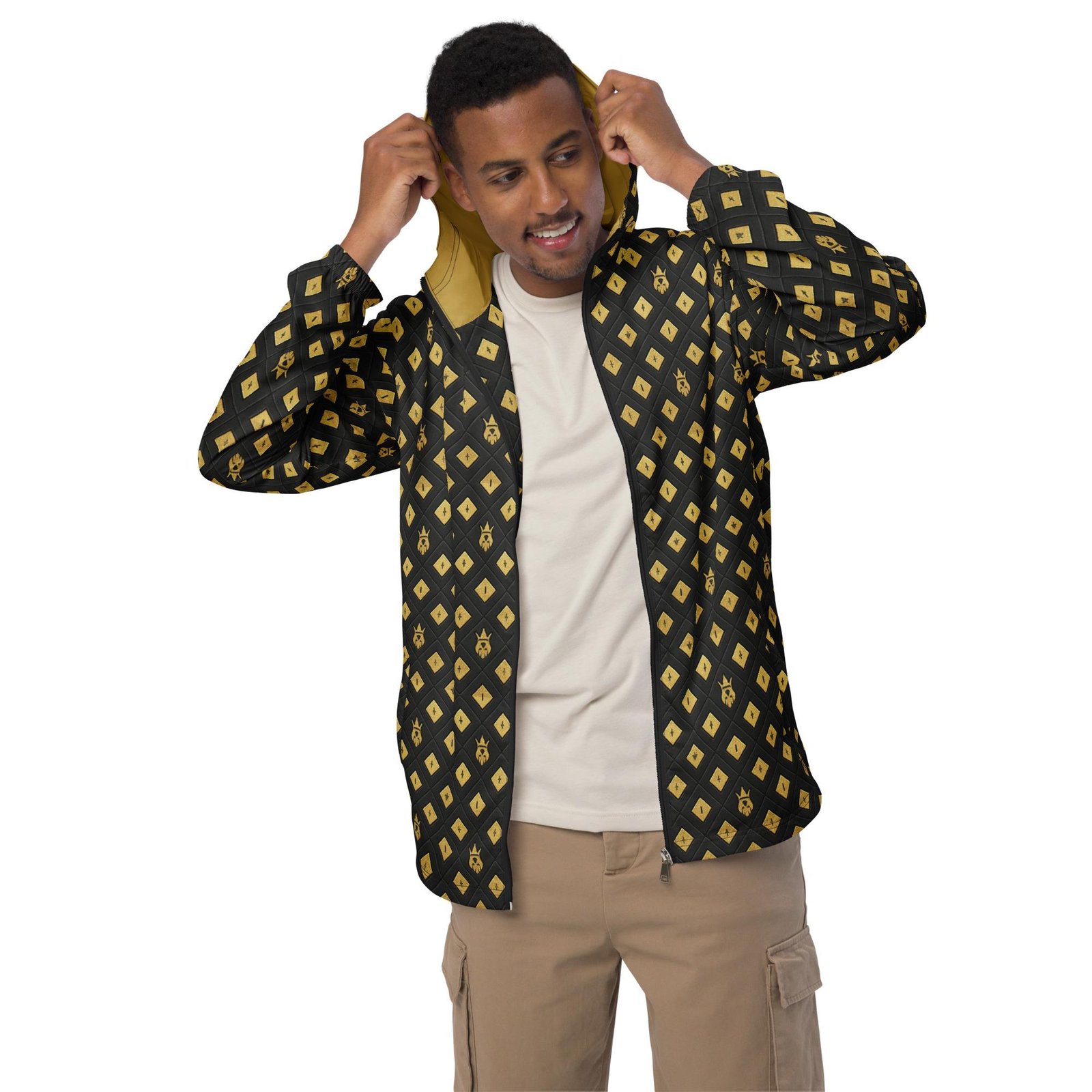 DaKahree: Crown Emblem Noir Pattern™ – Men’s windbreaker - Image 6