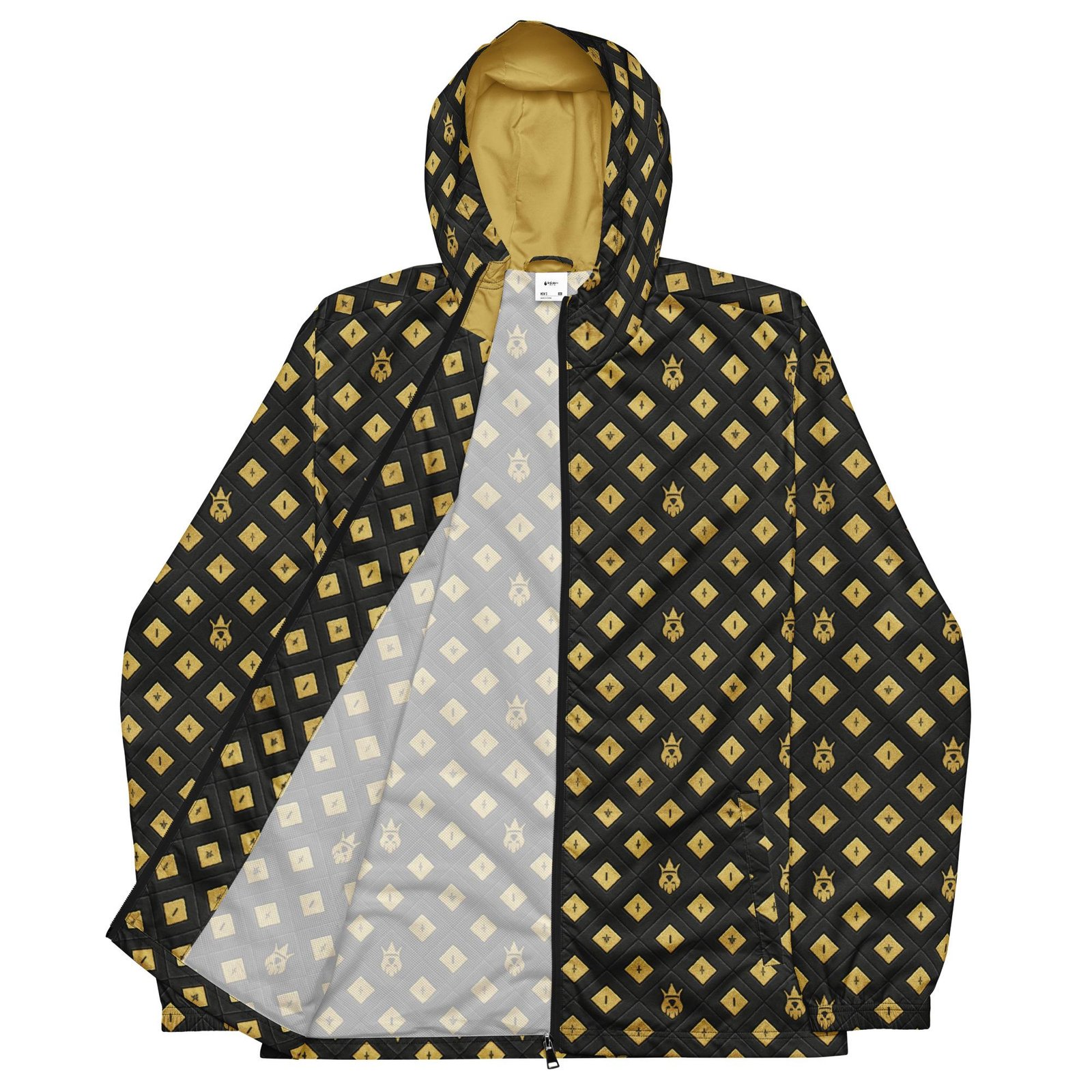 DaKahree: Crown Emblem Noir Pattern™ – Men’s windbreaker - Image 3