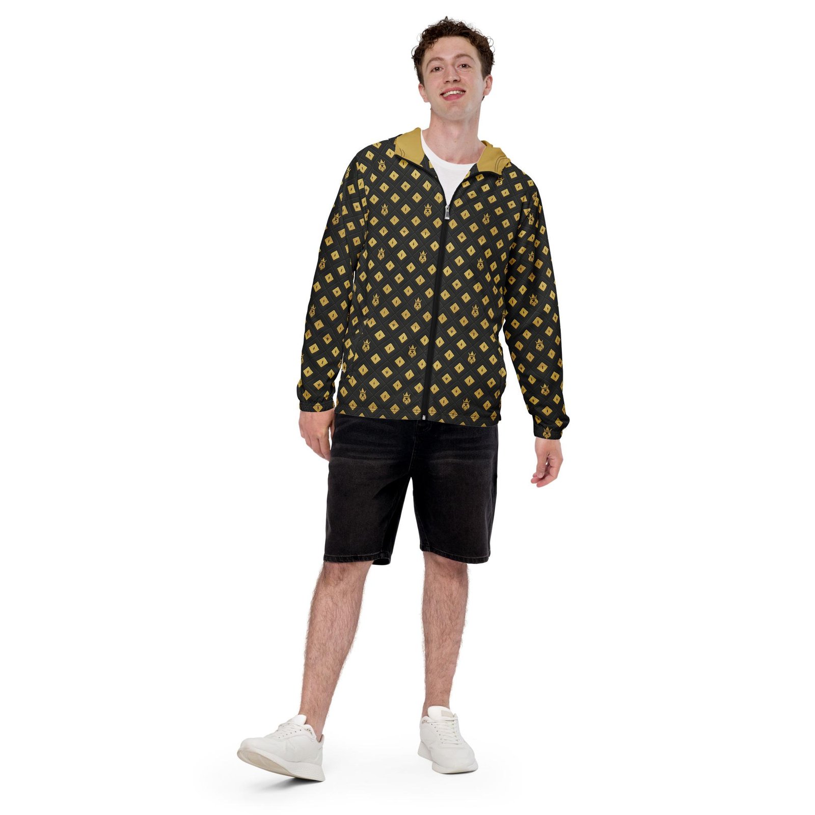 DaKahree: Crown Emblem Noir Pattern™ – Men’s windbreaker - Image 8