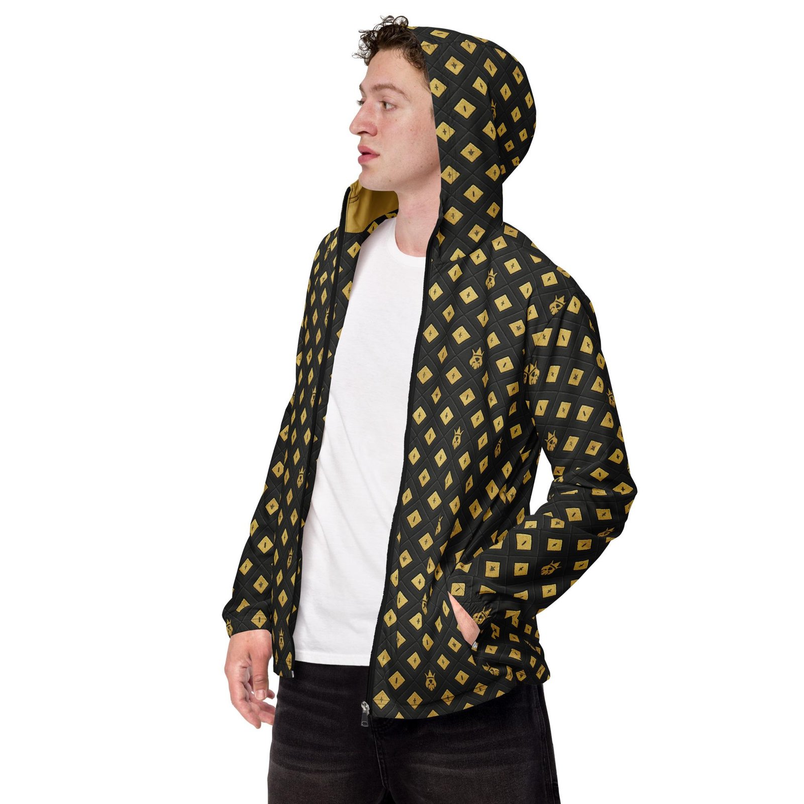 DaKahree: Crown Emblem Noir Pattern™ – Men’s windbreaker - Image 7