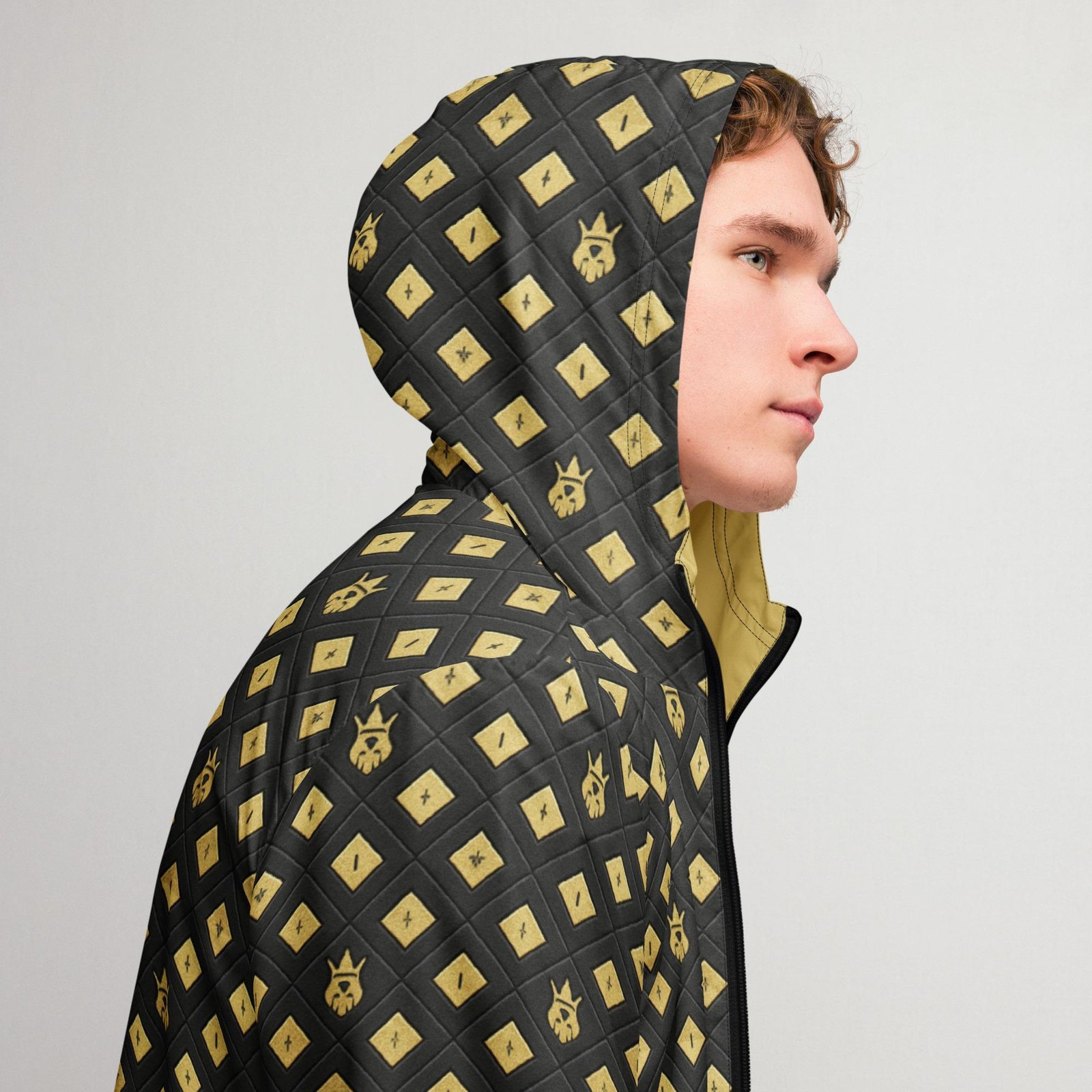 DaKahree: Crown Emblem Noir Pattern™ – Men’s windbreaker - Image 4