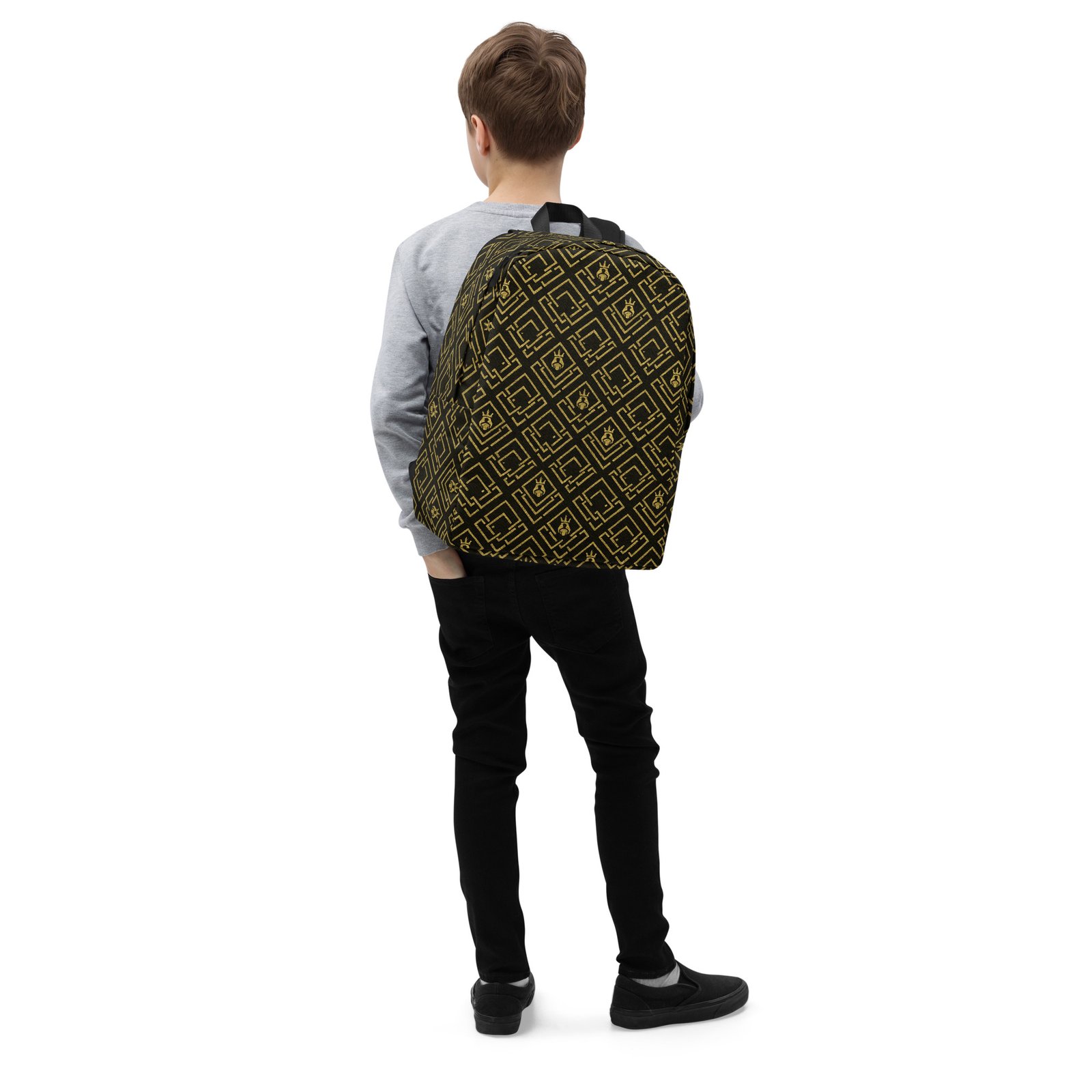 DaKahree Royal Labyrinth – Minimalist Backpack – Black & Gold - Image 6