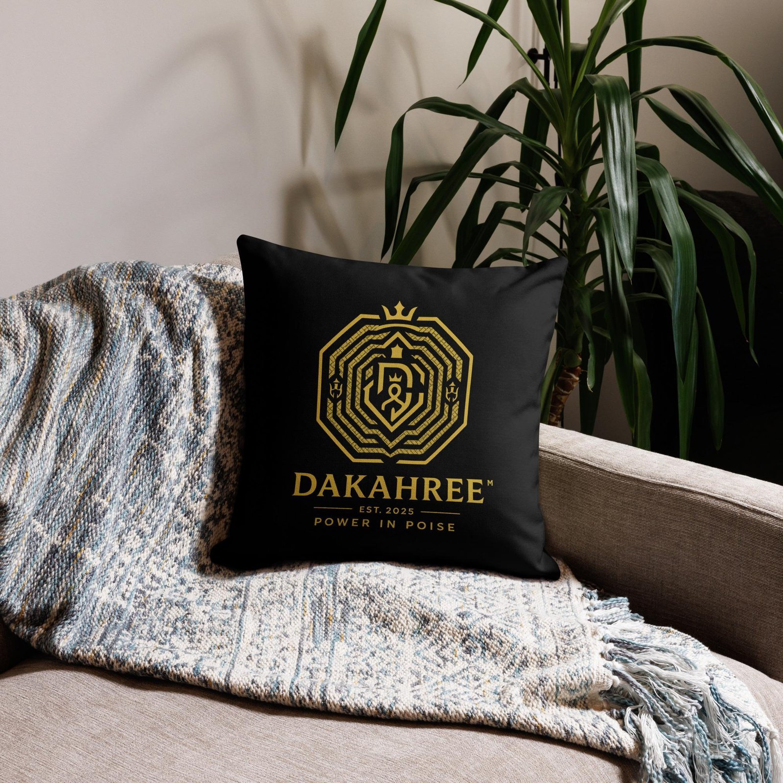 DaKahree Glyph – Premium Pillow – Black & Gold - Image 3