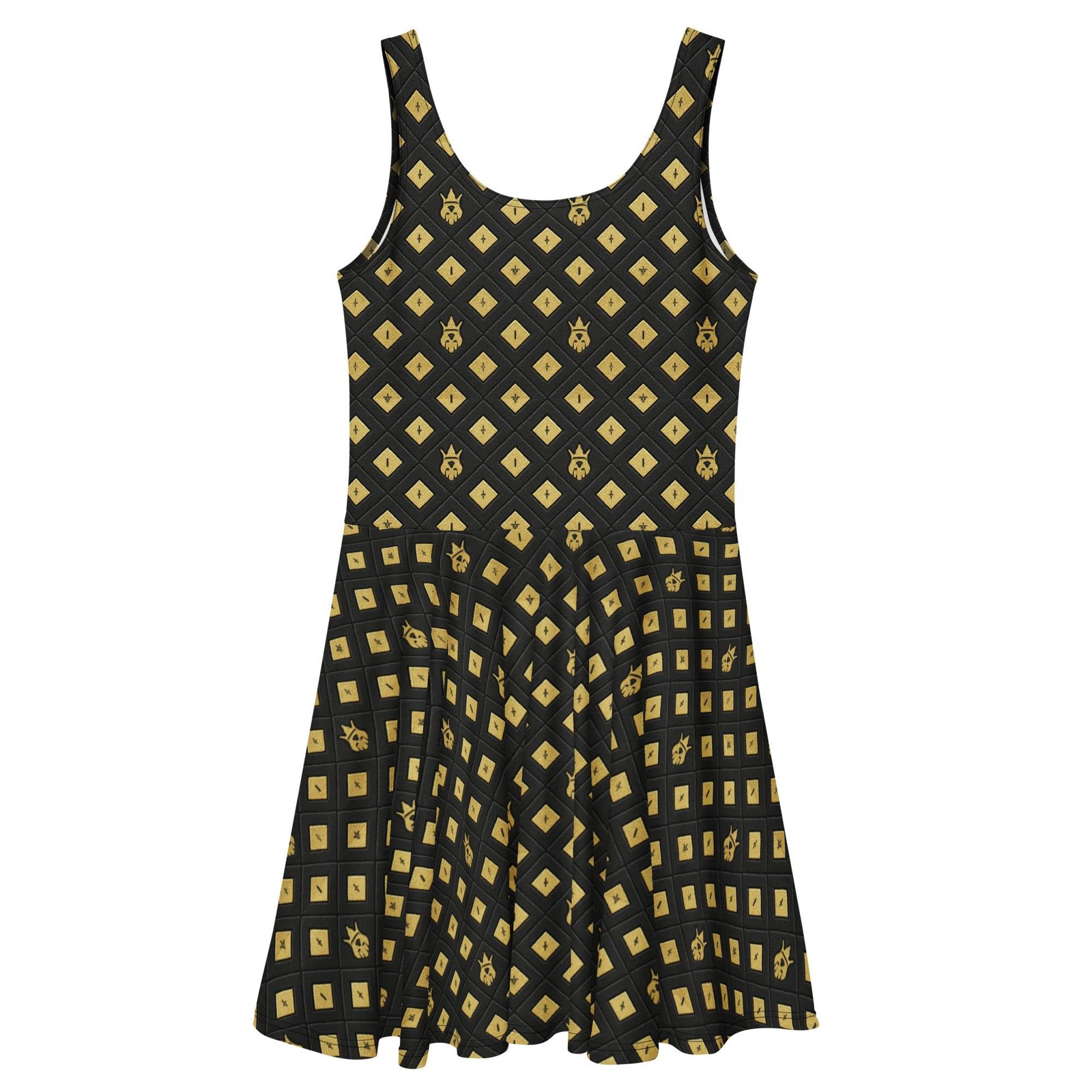 DaKahree: Crown Emblem Noir Pattern™ – Skater Dress - Image 6