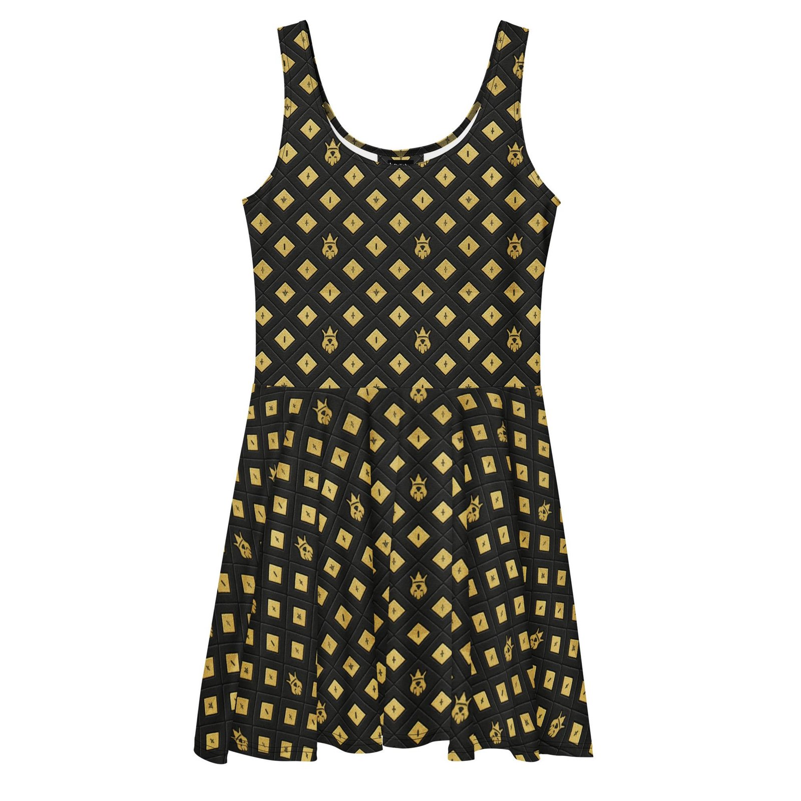 DaKahree: Crown Emblem Noir Pattern™ – Skater Dress