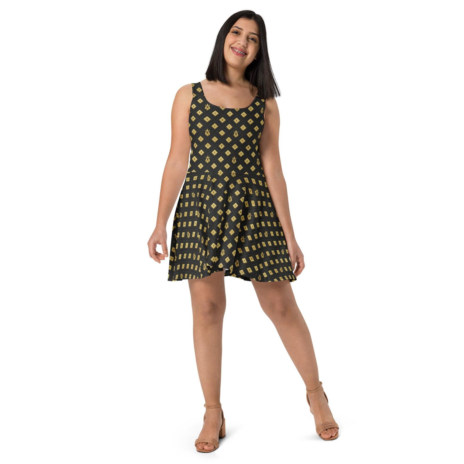 DaKahree: Crown Emblem Noir Pattern™ – Skater Dress - Image 5
