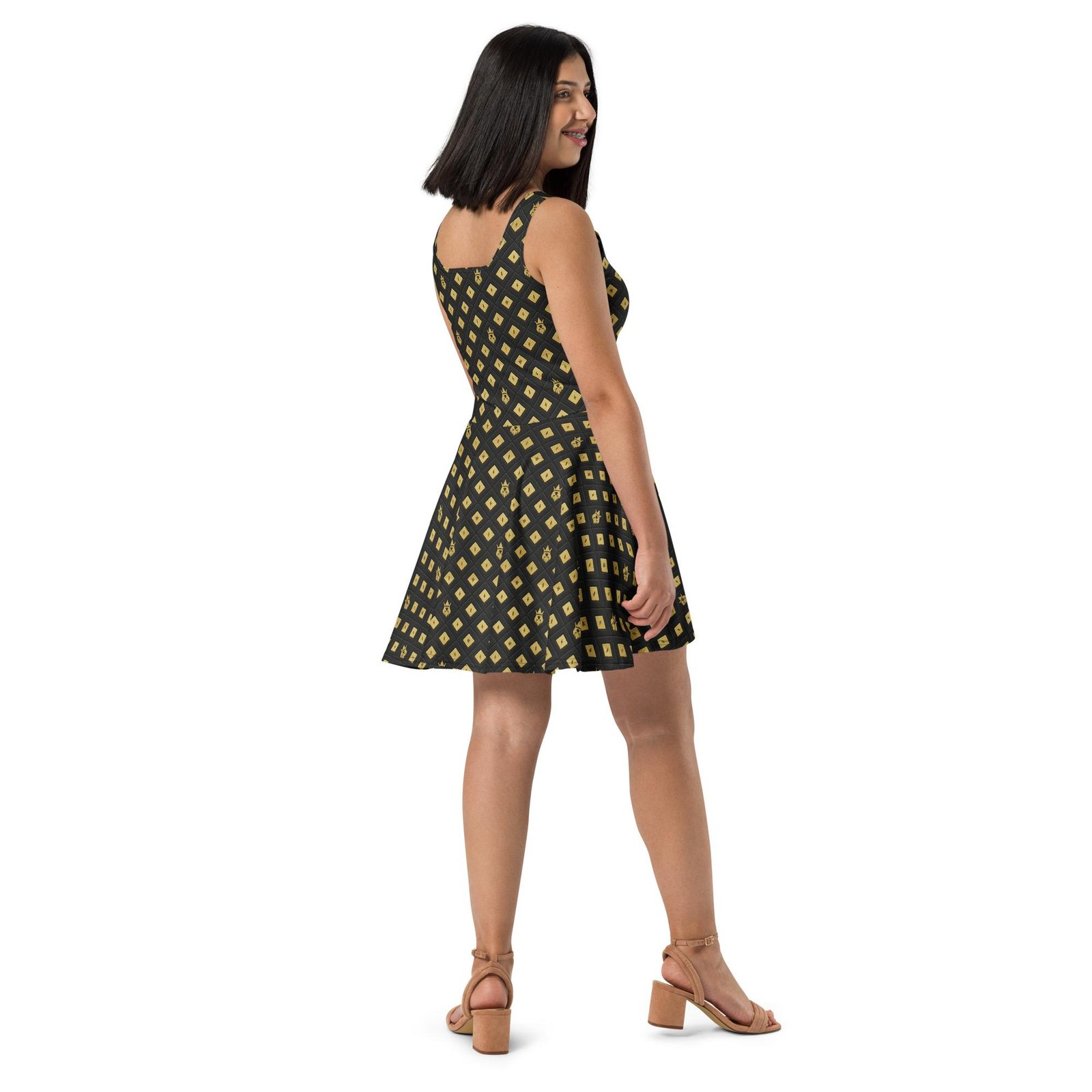 DaKahree: Crown Emblem Noir Pattern™ – Skater Dress - Image 3