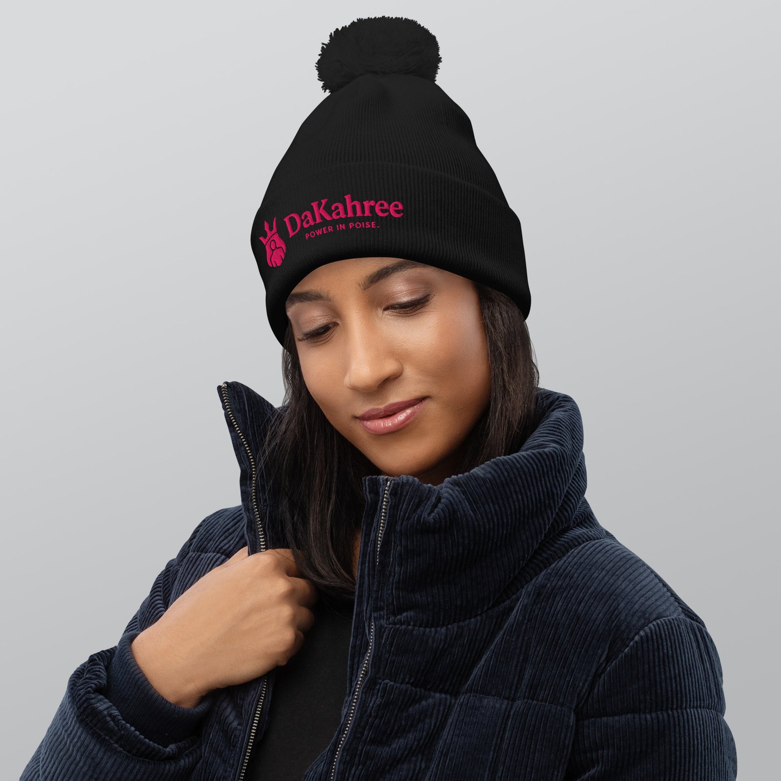 DaKahree: Power in Poise™ – Pom Pom Beanie – Pink - Image 2