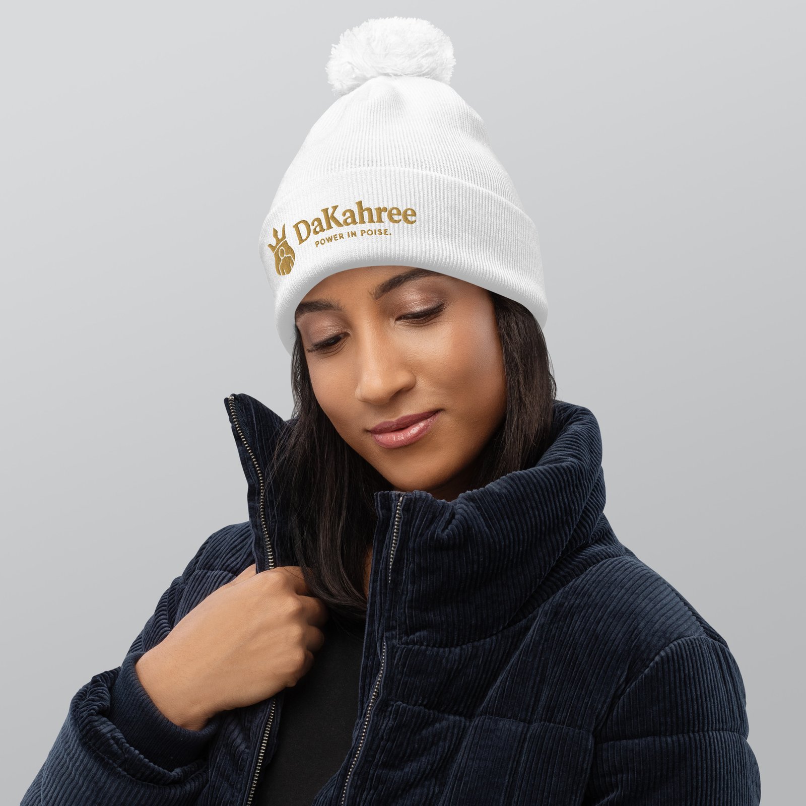 DaKahree: Power in Poise™ – Pom pom beanie – Gold - Image 4